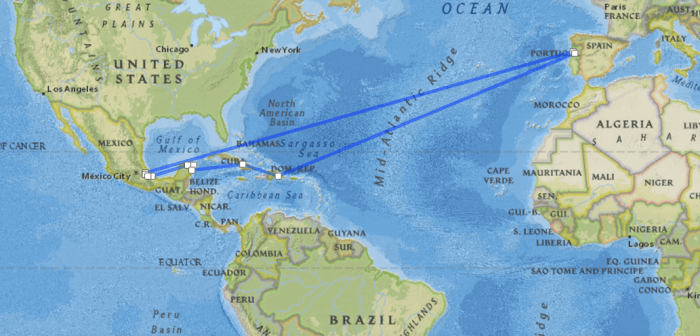 Map of hernan cortes route