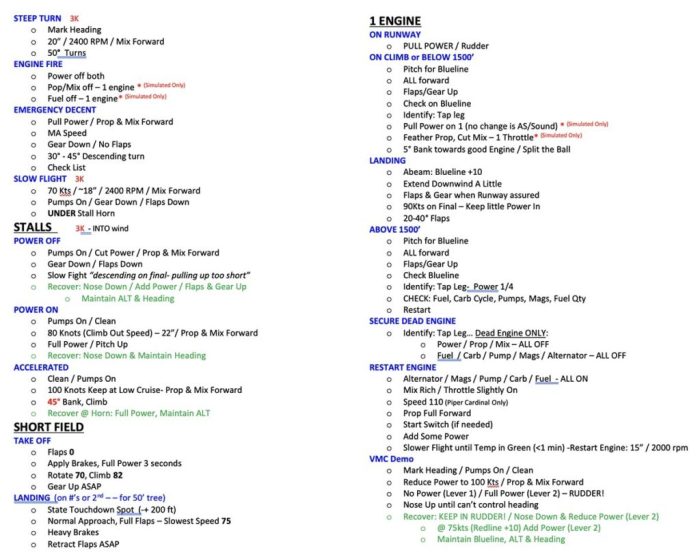 Private pilot acs cheat sheet