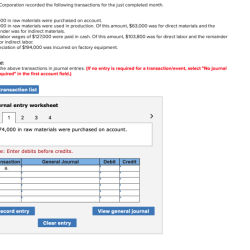 Recorded corporation following larned materials raw transactions month completed were indirect purchased direct amount just equipment remainder used account depreciation